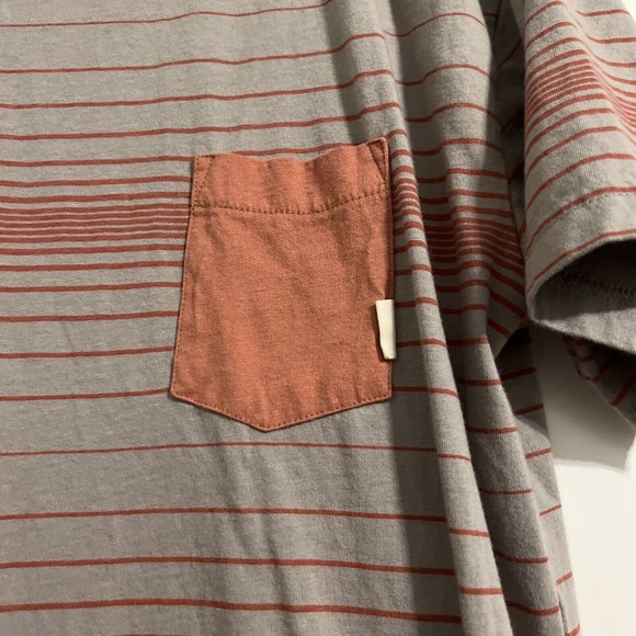 Stock & Co. Grey And Pink Striped Crew Neck T-shirt Womens Medium 100% Cotton - Picture 2 of 5